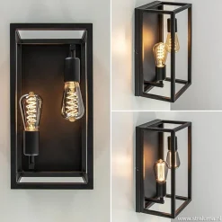 Plafondlamp/wandlamp zwart open frame><noscript><img width=