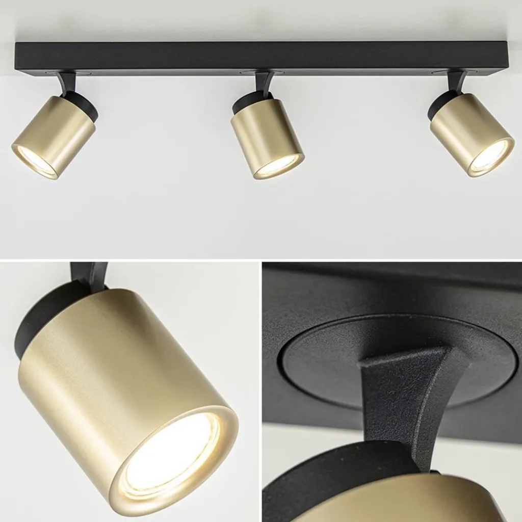 Plafondspot Razza 3l balk zwart/goud gu10>Straluma Cheap