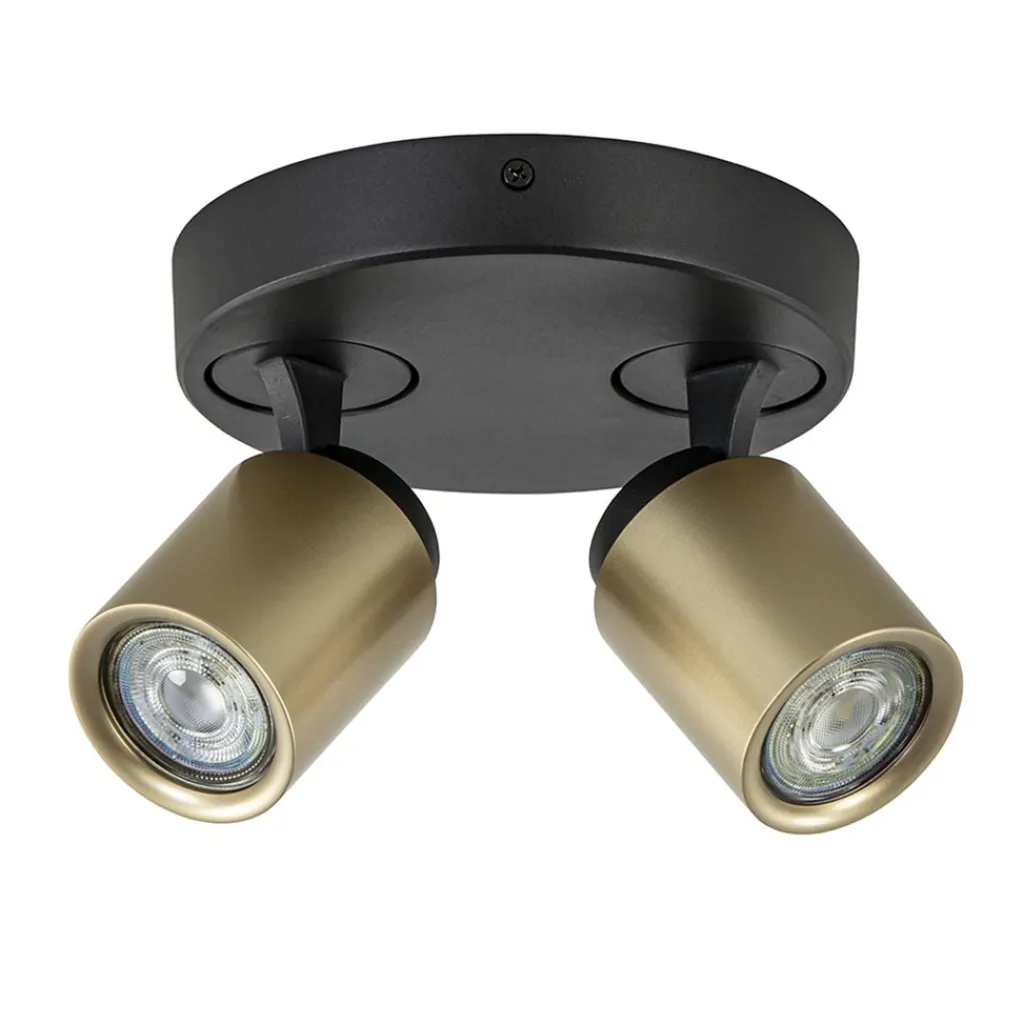Plafondspot Razza 2L rond zwart/goud>Straluma Online