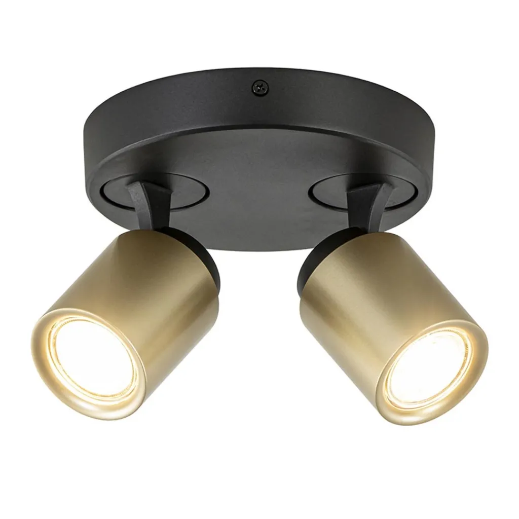 Plafondspot Razza 2L rond zwart/goud>Straluma Online