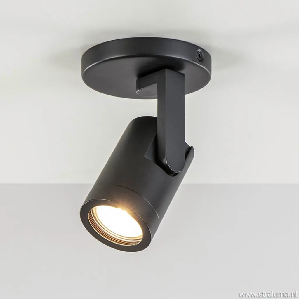 Plafondspot rond enkel zwart ex.gu10>Straluma Discount