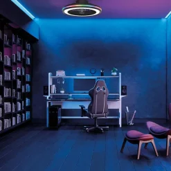 Plafondventilator zwart inclusief dimbaar LED en kleur><noscript><img width=