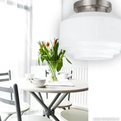 Plafonnière retro opaal glas/staal><noscript><img width=