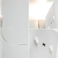 Rechthoekige wandlamp inclusief LED en USB><noscript><img width=