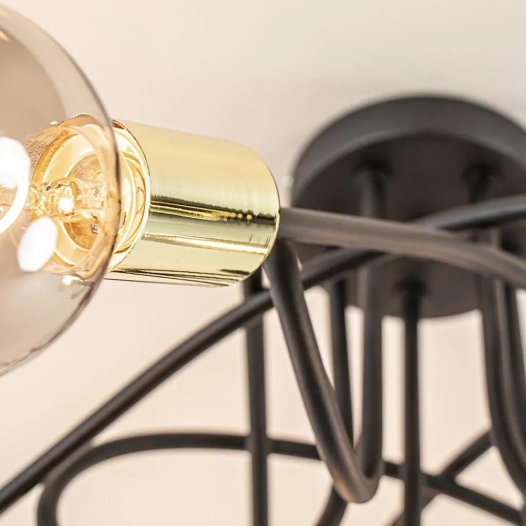 Retro plafondlamp zwart met gouden pendels>Straluma Cheap
