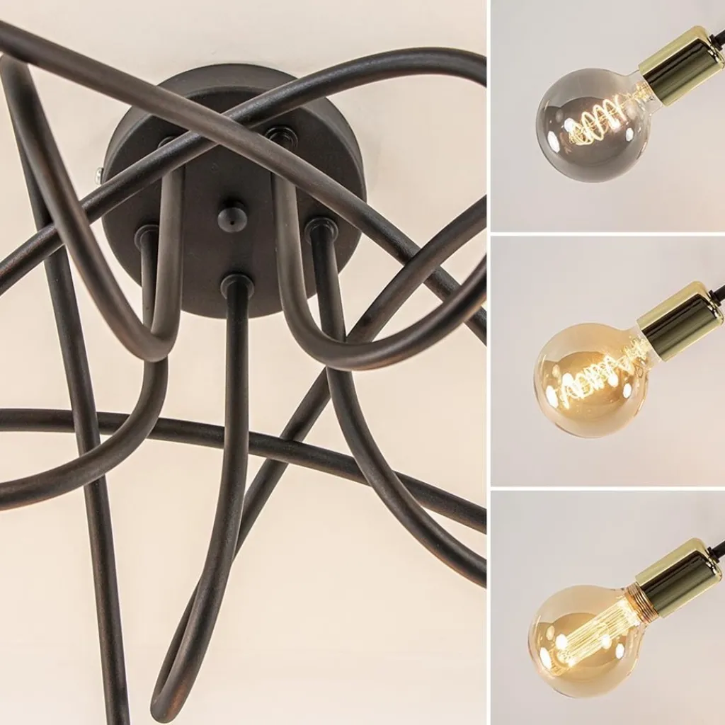 Retro plafondlamp zwart met gouden pendels>Straluma Cheap