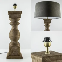 Robuuste lampvoet Cadore massief hout met brons><noscript><img width=