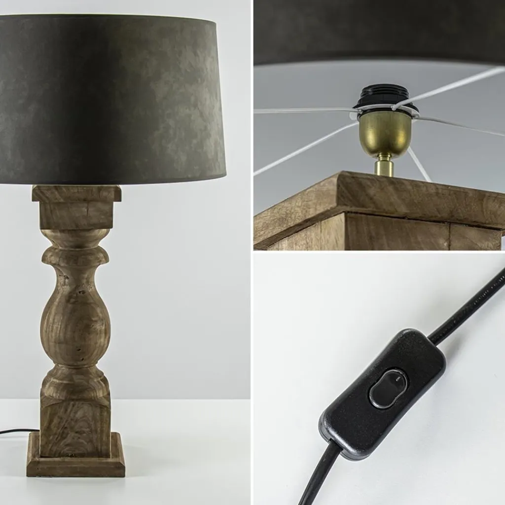 Robuuste lampvoet Cadore massief hout met brons>Straluma Outlet