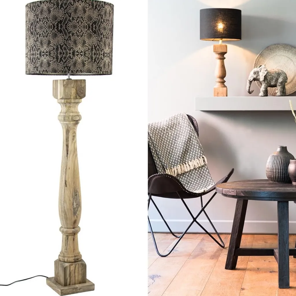 Robuuste lampvoet Robbia hout exclusief kap>Straluma Outlet