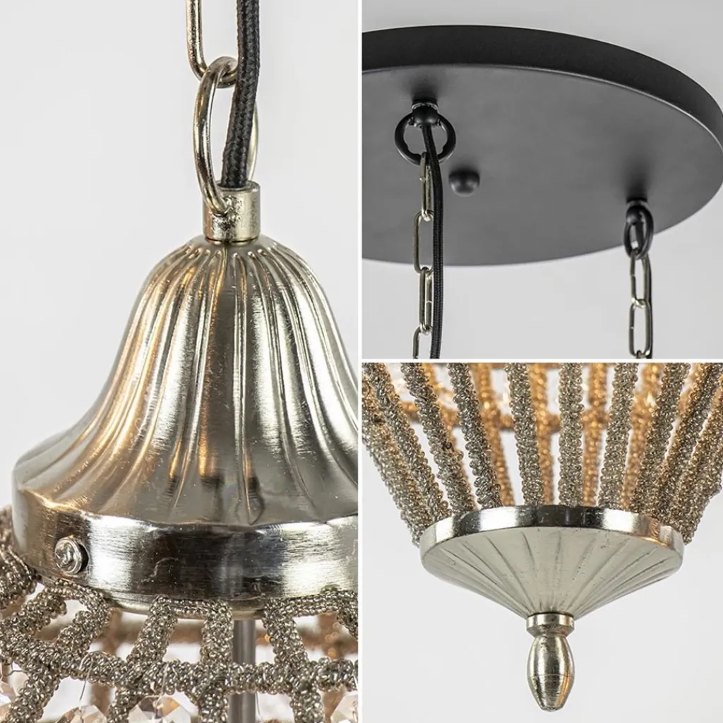 Ronde 3-lichts hanglamp Charlene nikkel/kristal>Straluma Shop