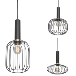 Ronde 3-lichts hanglamp met draadkappen divers><noscript><img width=
