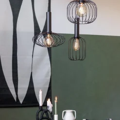 Ronde 3-lichts hanglamp met draadkappen divers><noscript><img width=