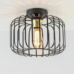 Ronde plafondlamp draad zwart met goud>Straluma New