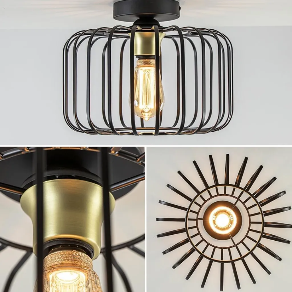 Ronde plafondlamp draad zwart met goud>Straluma New