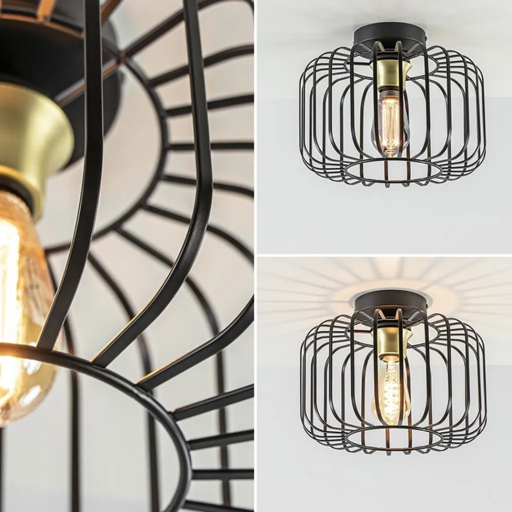 Ronde plafondlamp draad zwart met goud>Straluma New