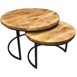 Salontafel set van 2 rond hout>Straluma Outlet
