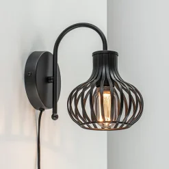 Scandinavische wandlamp mat zwart met snoer>Straluma Best