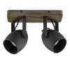 Spot 2-lichts zwart met hout>Straluma Shop