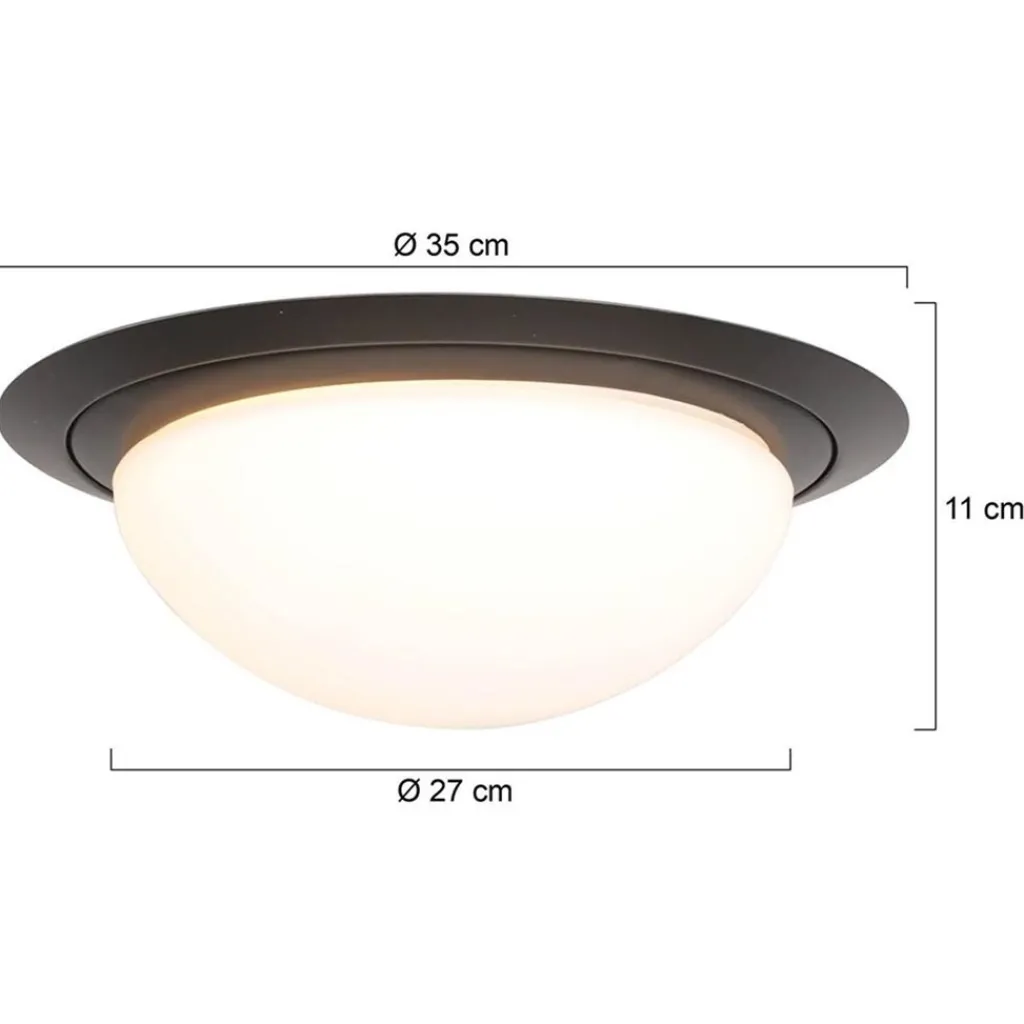3-Standen dimbare LED plafondlamp zwart met wit glas IP44>Straluma Online