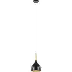 Stijlvolle kleine hanglamp zwart met goud>Straluma Discount