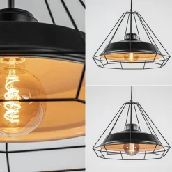 Stoere hanglamp industrieel/Scandinavisch mat zwart><noscript><img width=