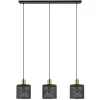 Stoere 3-lichts hanglamp mat zwart met goud>Straluma Shop