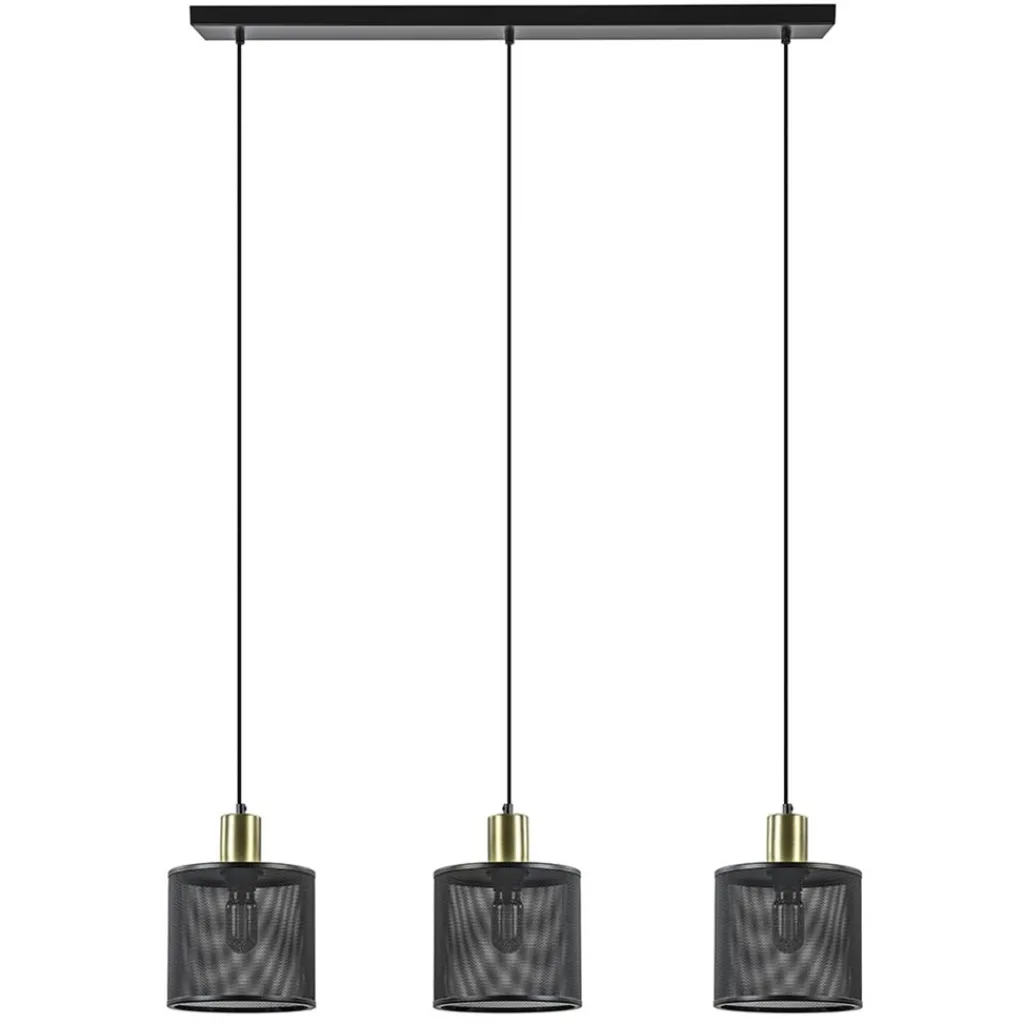 Stoere 3-lichts hanglamp mat zwart met goud>Straluma Shop