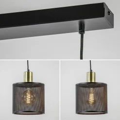 Stoere 3-lichts hanglamp mat zwart met goud><noscript><img width=