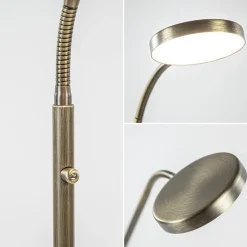 Strak klassieke LED leeslamp brons dim to warm><noscript><img width=