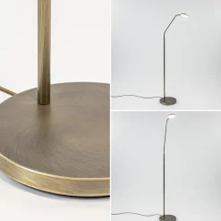 Strak klassieke LED leeslamp brons dim to warm><noscript><img width=