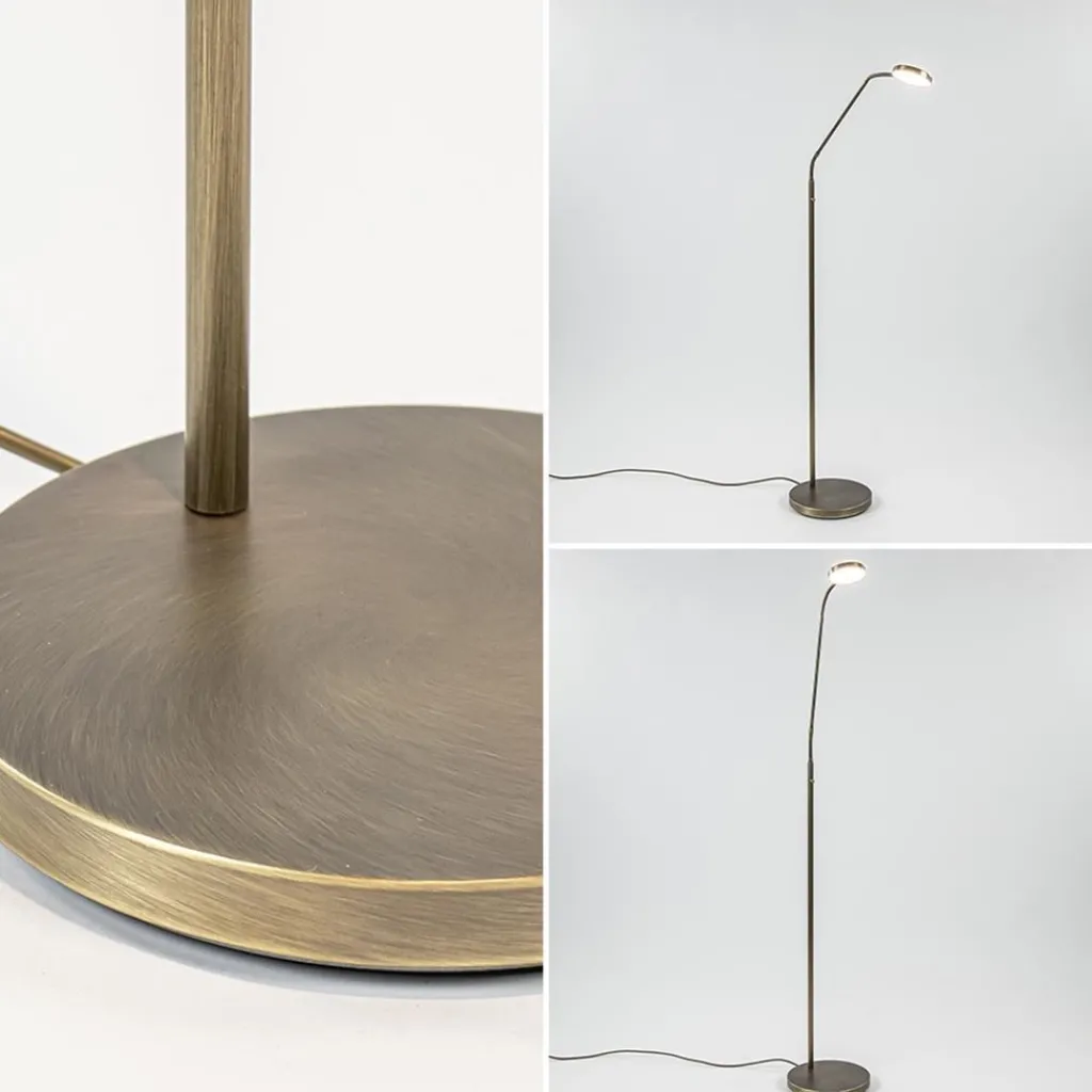 Strak klassieke LED leeslamp brons dim to warm>Straluma Online