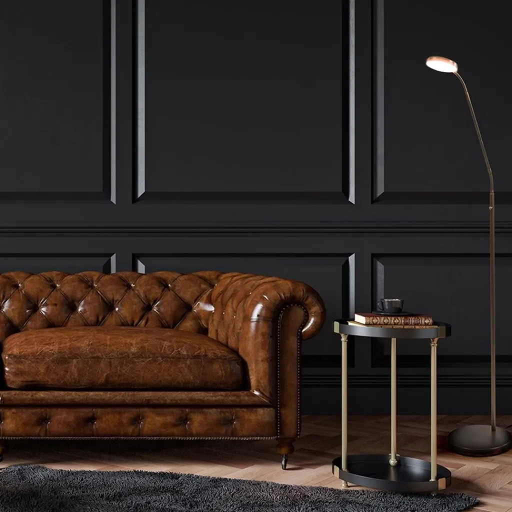 Strak klassieke LED leeslamp brons dim to warm>Straluma Online