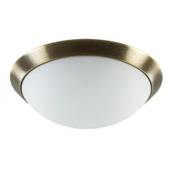 Strak klassieke plafonnière brons met mat wit glas>Straluma Flash Sale