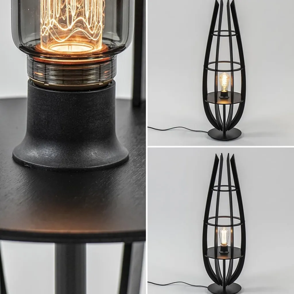 Tafellamp / vloerlamp mat zwart hout>Straluma Hot
