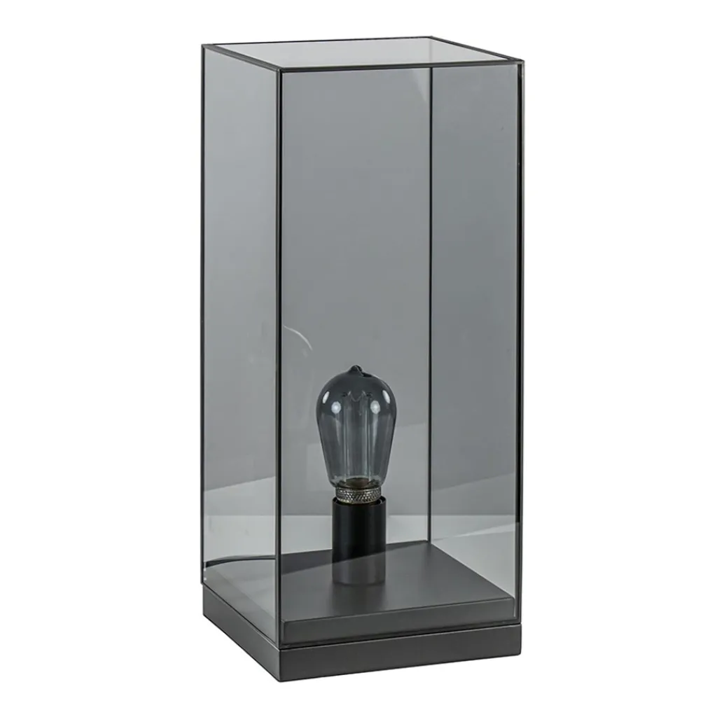 Tafellamp Askjer mat zwart met smoke glas>Straluma Sale