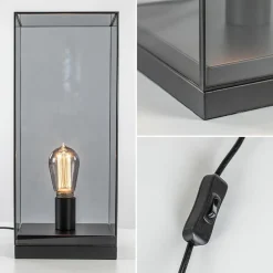 Tafellamp Askjer mat zwart met smoke glas><noscript><img width=