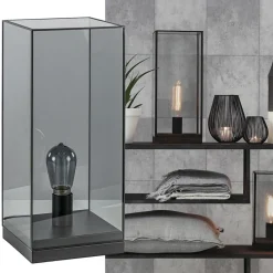 Tafellamp Askjer mat zwart met smoke glas><noscript><img width=