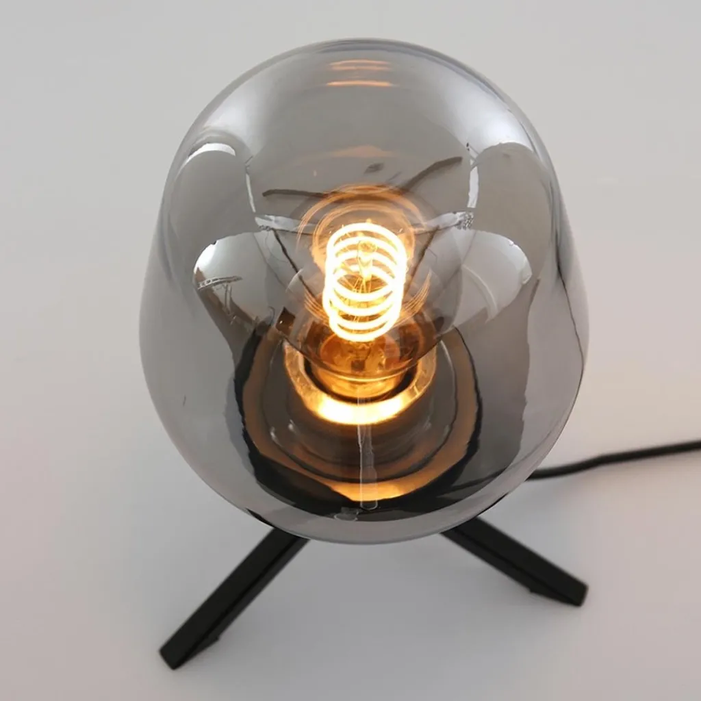 Tafellamp driepoot kegel smoke glas>Straluma Shop