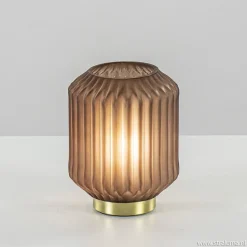 Tafellamp Ivot mat koffie met messing op batterij>Straluma Fashion
