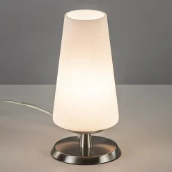 Tafellamp nikkel/glas met touchdimmer>Straluma Discount