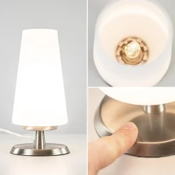 Tafellamp nikkel/glas met touchdimmer><noscript><img width=