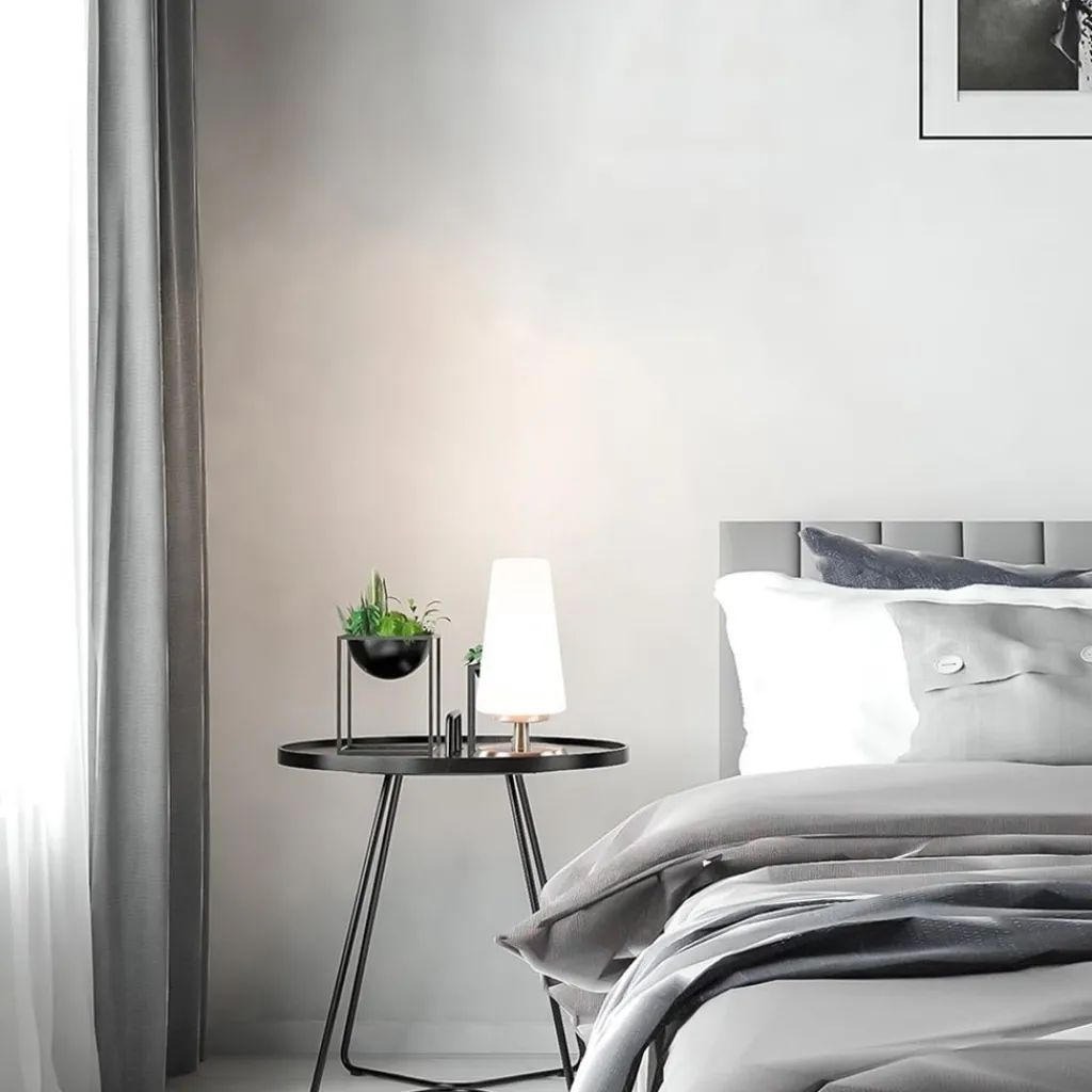 Tafellamp nikkel/glas met touchdimmer>Straluma Discount