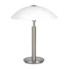 Tafellamp nikkel/glas wit + touchdimmer>Straluma Fashion