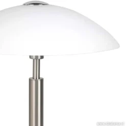 Tafellamp nikkel/glas wit + touchdimmer>Straluma Fashion