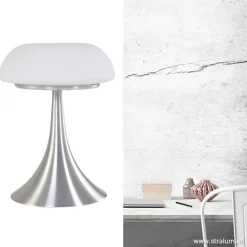 Tafellamp Purissima staal met opaal glas><noscript><img width=