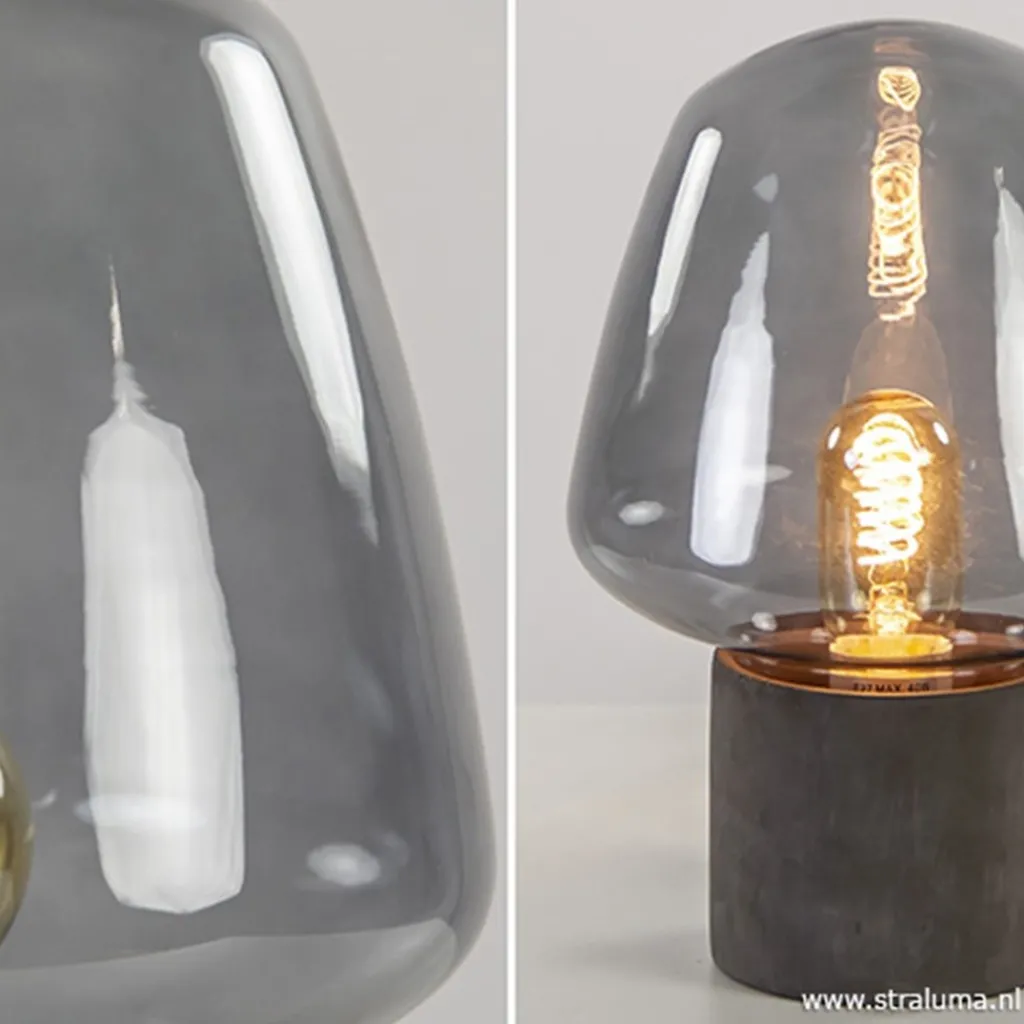 Trendy tafellamp met smokey glas>Straluma Outlet