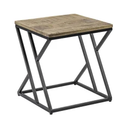 Vierkante bijzettafel zwart met mango hout>Straluma Best