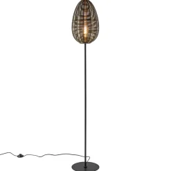 Vloerlamp Yaelle antiek brons met zwarte voet>Straluma Store