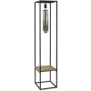 Vloerlamp zwart frame met houten plank>Straluma Outlet