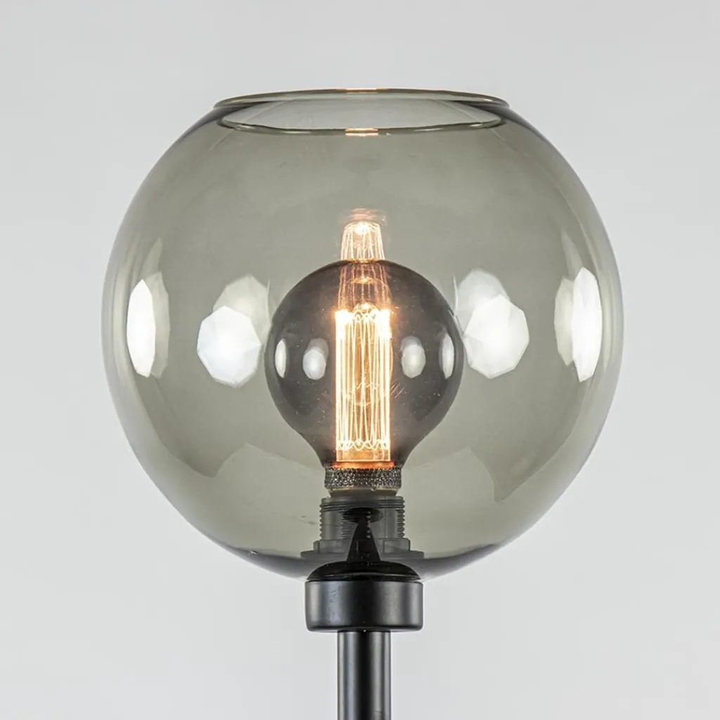 Vloerlamp zwart met smoke glazen kap>Straluma Outlet